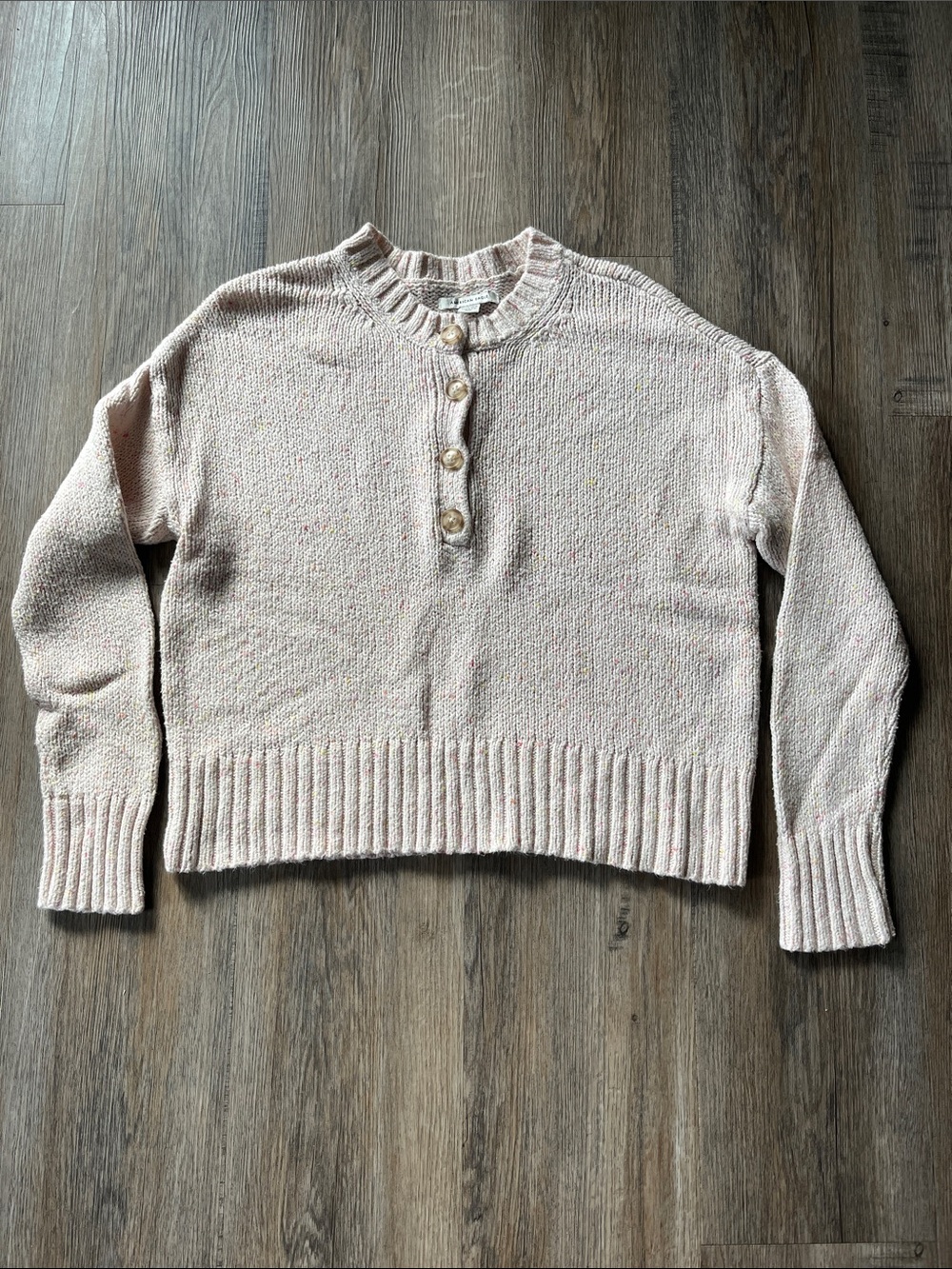 American Eagle Outfitters Light Pink Button Henley Sweater